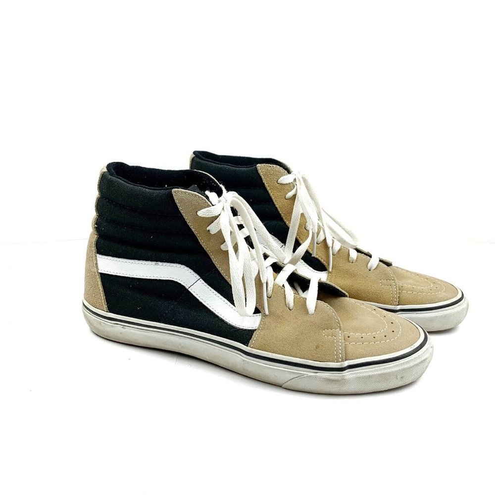 Vans S8-hi Beige Tan Black Color Block High Tops M - Picture 2 of 10